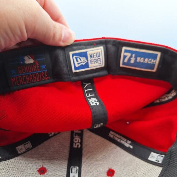 Vintage Atlanta Braves Wool Hat Cap Fitted 7 1/8 Fitted New Era 59Fifty Red - Picture 8 of 9